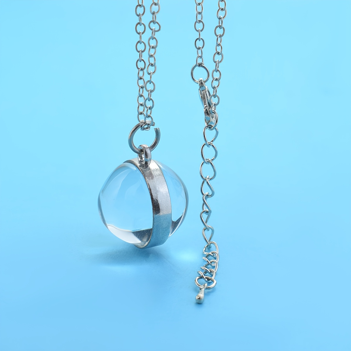 Shark Silhouette Glass Ball Pendant Necklace, Ocean Theme